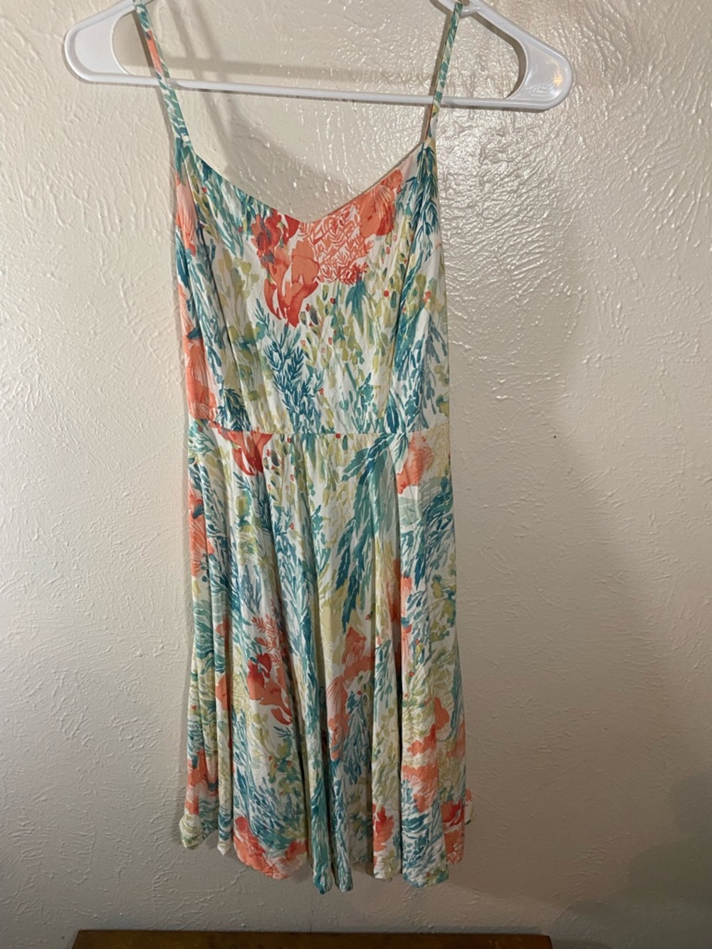 Old Navy Coral & Teal Floral Midi Dress